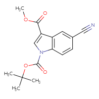 Chemical structure of 1-tert-butyl 3-methyl 5-cyano-1H-indole-1,3-dicarboxylate - CSSB21332129655