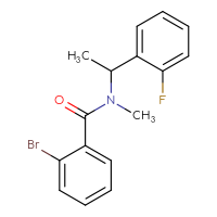 Chemical structure of 2-bromo-N-[1-(2-fluorophenyl)ethyl]-N-methylbenzamide - CSSB00042342349