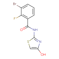 Chemical structure of 3-bromo-2-fluoro-N-(4-hydroxy-1,3-thiazol-2-yl)benzamide - CSSB06472496544