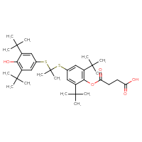 Chemical structure of 4-[2,6-di-tert-butyl-4-({2-[(3,5-di-tert-butyl-4-hydroxyphenyl)sulfanyl]propan-2-yl}sulfanyl)phenoxy]-4-oxobutanoic acid - CSSB00132303571