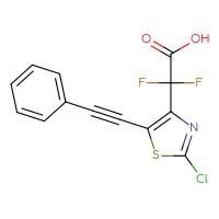 Chemical structure of 2-[2-chloro-5-(2-phenylethynyl)-1,3-thiazol-4-yl]-2,2-difluoroacetic acid - CSSB06453377336