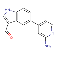 Chemical structure of 5-(2-aminopyridin-4-yl)-1H-indole-3-carbaldehyde - CSSB06581636876