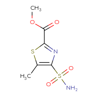 Chemical structure of methyl 5-methyl-4-sulfamoyl-1,3-thiazole-2-carboxylate - CSSB21043407863