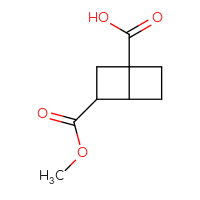 Chemical structure of 3-(methoxycarbonyl)bicyclo[2.2.0]hexane-1-carboxylic acid - CSSB20529478270