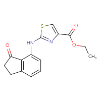 Chemical structure of ethyl 2-[(3-oxo-2,3-dihydro-1H-inden-4-yl)amino]-1,3-thiazole-4-carboxylate - CSSB21531607731