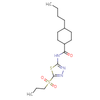 Chemical structure of 4-butyl-N-[5-(propane-1-sulfonyl)-1,3,4-thiadiazol-2-yl]cyclohexane-1-carboxamide - CSSB00121608613