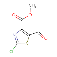 Chemical structure of methyl 2-chloro-5-formyl-1,3-thiazole-4-carboxylate - CSSB21043308651