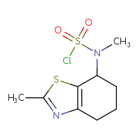 Chemical structure of N-methyl-N-(2-methyl-4,5,6,7-tetrahydro-1,3-benzothiazol-7-yl)sulfamoyl chloride - CSSB06828261636