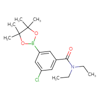 Chemical structure of 3-chloro-N,N-diethyl-5-(4,4,5,5-tetramethyl-1,3,2-dioxaborolan-2-yl)benzamide - CSSB02522174828