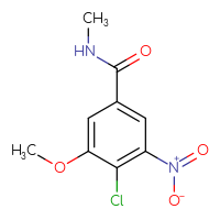 Chemical structure of 4-chloro-3-methoxy-N-methyl-5-nitrobenzamide - CSSB01072165792