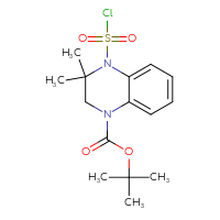 Chemical structure of tert-butyl 4-(chlorosulfonyl)-3,3-dimethyl-1,2,3,4-tetrahydroquinoxaline-1-carboxylate - CSSB14959847554