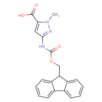 Chemical structure of 3-({[(9H-fluoren-9-yl)methoxy]carbonyl}amino)-1-methyl-1H-pyrazole-5-carboxylic acid - CSSB00102501606