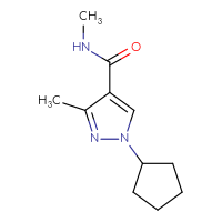 Chemical structure of 1-cyclopentyl-N,3-dimethyl-1H-pyrazole-4-carboxamide - CSSB02518669590