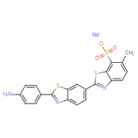Chemical structure of sodium 2-[2-(4-aminophenyl)-1,3-benzothiazol-6-yl]-6-methyl-1,3-benzothiazole-7-sulfonate - CSSB00020679637