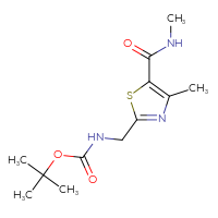 Chemical structure of tert-butyl N-{[4-methyl-5-(methylcarbamoyl)-1,3-thiazol-2-yl]methyl}carbamate - CSSB00114090944