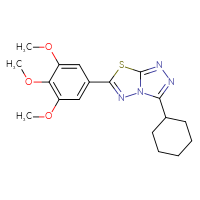 Chemical structure of 3-cyclohexyl-6-(3,4,5-trimethoxyphenyl)-[1,2,4]triazolo[3,4-b][1,3,4]thiadiazole - CSSB00121618589