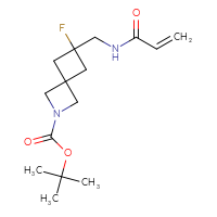 Chemical structure of tert-butyl 6-fluoro-6-[(prop-2-enamido)methyl]-2-azaspiro[3.3]heptane-2-carboxylate - CSSB06768269813