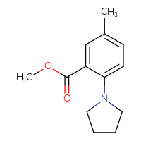 Chemical structure of methyl 5-methyl-2-(pyrrolidin-1-yl)benzoate - CSSB01992782959