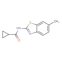 Chemical structure of N-(6-methyl-1,3-benzothiazol-2-yl)cyclopropanecarboxamide - CSSB00000248901