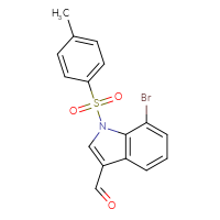 Chemical structure of 7-bromo-1-(4-methylbenzenesulfonyl)-1H-indole-3-carbaldehyde - CSSB21332128140