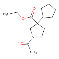 Chemical structure of ethyl 1-acetyl-3-cyclopentylpyrrolidine-3-carboxylate - CSSB15069200208