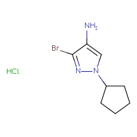 Chemical structure of 3-bromo-1-cyclopentyl-1H-pyrazol-4-amine hydrochloride - CSSB00025719266