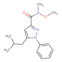 Chemical structure of N-methoxy-N-methyl-5-(2-methylpropyl)-1-phenyl-1H-pyrazole-3-carboxamide - CSSB01045818123