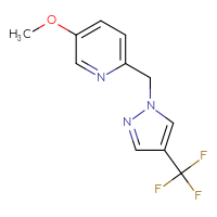 Chemical structure of 5-methoxy-2-{[4-(trifluoromethyl)-1H-pyrazol-1-yl]methyl}pyridine - CSSB02287865942