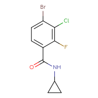 Chemical structure of 4-bromo-3-chloro-N-cyclopropyl-2-fluorobenzamide - CSSB01992613876