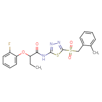 Chemical structure of 2-(2-fluorophenoxy)-N-{5-[(2-methylphenyl)methanesulfonyl]-1,3,4-thiadiazol-2-yl}butanamide - CSSB00121608731