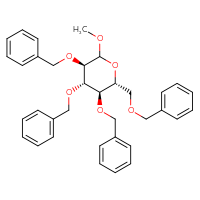 Chemical structure of (2R,3R,4S,5R)-3,4,5-tris(benzyloxy)-2-[(benzyloxy)methyl]-6-methoxyoxane - CSSB00041371146