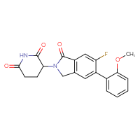 Chemical structure of 3-[6-fluoro-5-(2-methoxyphenyl)-1-oxo-2,3-dihydro-1H-isoindol-2-yl]piperidine-2,6-dione - CSSB21531607123