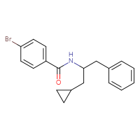 Chemical structure of 4-bromo-N-(1-cyclopropyl-3-phenylpropan-2-yl)benzamide - CSSB21432562501