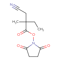 Chemical structure of 2,5-dioxopyrrolidin-1-yl 3-cyano-2-ethyl-2-methylpropanoate - CSSB20270760550