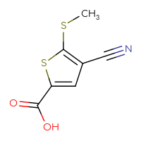 Chemical structure of 4-cyano-5-(methylsulfanyl)thiophene-2-carboxylic acid - CSSB00000106757