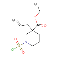 Chemical structure of ethyl 1-(chlorosulfonyl)-3-(prop-2-en-1-yl)piperidine-3-carboxylate - CSSB21224764765