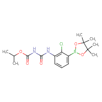 Chemical structure of propan-2-yl N-{[2-chloro-3-(4,4,5,5-tetramethyl-1,3,2-dioxaborolan-2-yl)phenyl]carbamoyl}carbamate - CSSB21245996853