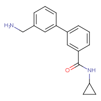 Chemical structure of 3'-(aminomethyl)-N-cyclopropyl-[1,1'-biphenyl]-3-carboxamide - CSSB01385776282