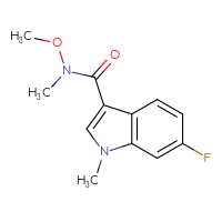 Chemical structure of 6-fluoro-N-methoxy-N,1-dimethyl-1H-indole-3-carboxamide - CSSB21151592413