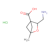 Chemical structure of 3-(aminomethyl)-1-methyl-2-oxabicyclo[2.1.1]hexane-4-carboxylic acid hydrochloride - CSSB03624766709