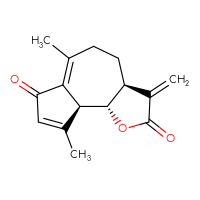 Chemical structure of (3aS,9aS,9bS)-6,9-dimethyl-3-methylidene-2H,3H,3aH,4H,5H,7H,9aH,9bH-azuleno[4,5-b]furan-2,7-dione - CSSB00159274437