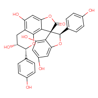 Chemical structure of (2R,3S,11'R,12'R)-4,6,8',11'-tetrahydroxy-2,12'-bis(4-hydroxyphenyl)-2H-5',13'-dioxaspiro[1-benzofuran-3,3'-tricyclo[7.4.0.0²,⁶]tridecane]-1',6',8'-trien-4'-one - CSSB00137410615