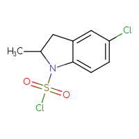 Chemical structure of 5-chloro-2-methyl-2,3-dihydro-1H-indole-1-sulfonyl chloride - CSSB14985244612
