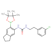 Chemical structure of 1-[2-(3-chlorophenyl)ethyl]-3-[6-(4,4,5,5-tetramethyl-1,3,2-dioxaborolan-2-yl)-2,3-dihydro-1H-inden-5-yl]urea - CSSB21332114559