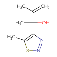 Chemical structure of 3-methyl-2-(5-methyl-1,2,3-thiadiazol-4-yl)but-3-en-2-ol - CSSB06809751618
