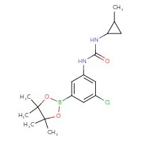 Chemical structure of 1-[3-chloro-5-(4,4,5,5-tetramethyl-1,3,2-dioxaborolan-2-yl)phenyl]-3-(2-methylcyclopropyl)urea - CSSB15003518798