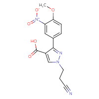 Chemical structure of 1-(2-cyanoethyl)-3-(4-methoxy-3-nitrophenyl)-1H-pyrazole-4-carboxylic acid - CSSB00000745806