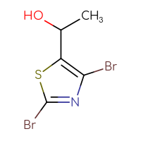 Chemical structure of 1-(2,4-dibromo-1,3-thiazol-5-yl)ethan-1-ol - CSSB00010827202
