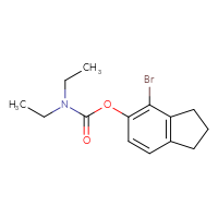 Chemical structure of 4-bromo-2,3-dihydro-1H-inden-5-yl N,N-diethylcarbamate - CSSB21432544552