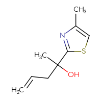 Chemical structure of 2-(4-methyl-1,3-thiazol-2-yl)pent-4-en-2-ol - CSSB00023600206